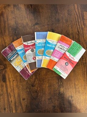 Vintage Lot Of Wrights TrimTex Seam Binding, 6 Sealed, 1 Open And Used